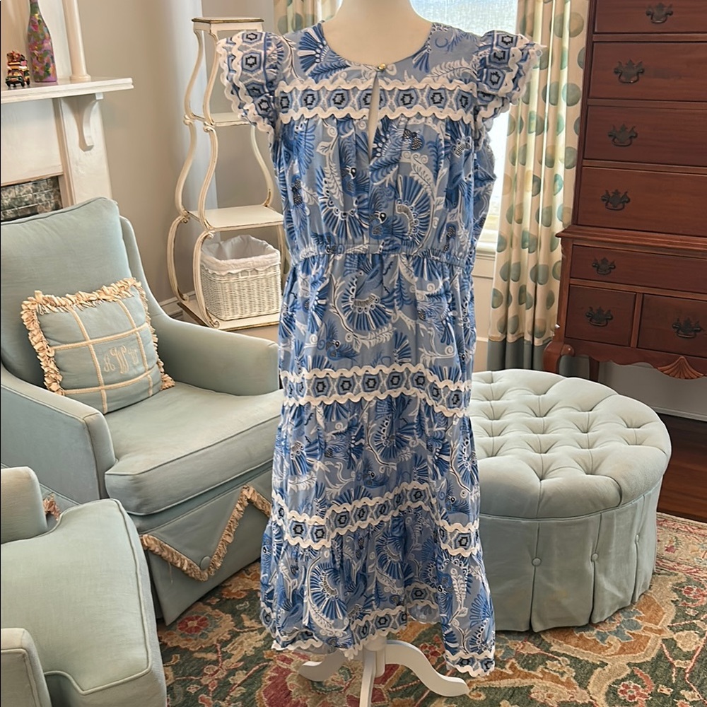 Sail to Sable Blue and White Dress